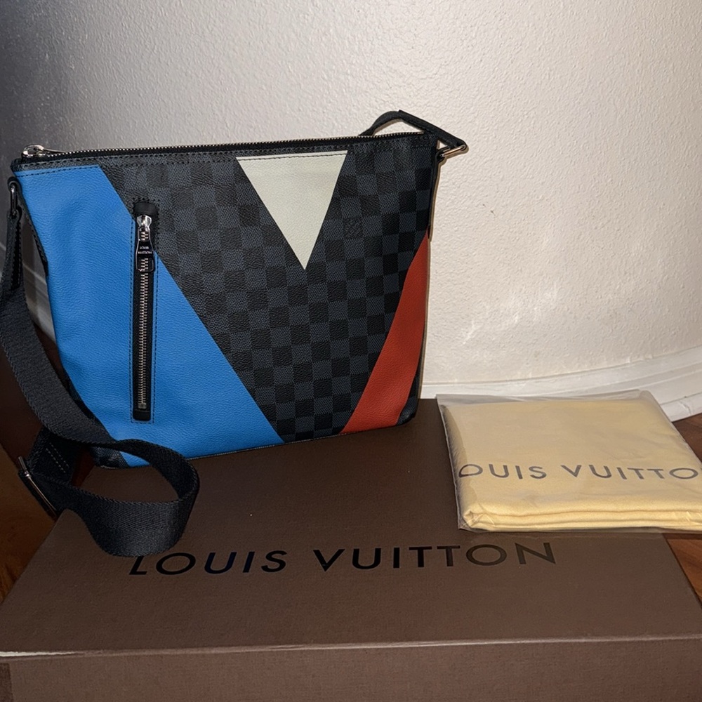 Louis Vuitton Blue and Black Messenger Bag